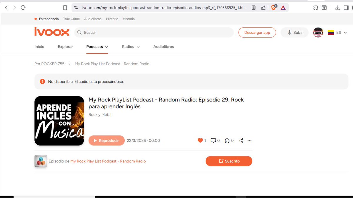 755Rocker's tweet image. Lo prometido es deuda, el episodio 29 de #RandomRadio ya fue subido a @ivoox y esta en proceso de ser publicado en este momento en el #Podcast de My rock playlist podcast, cuando se procese por completo, quieres ser el primero en escucharlo? go.ivoox.com/rf/170568925