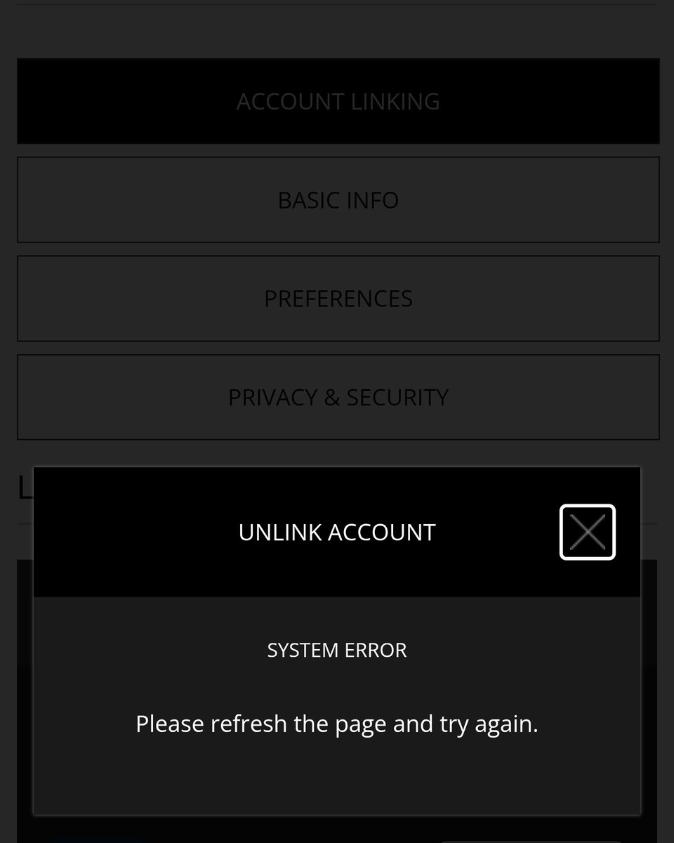JoshWM96's tweet photo. @ATVIAssist literally every time I go to UNLINK my PS account from Activision I get this stupid error.

I've tried from my phone AND my PC and both keep giving ne this error. What am I supposed to do? https://t.co/PD5EWMPtws