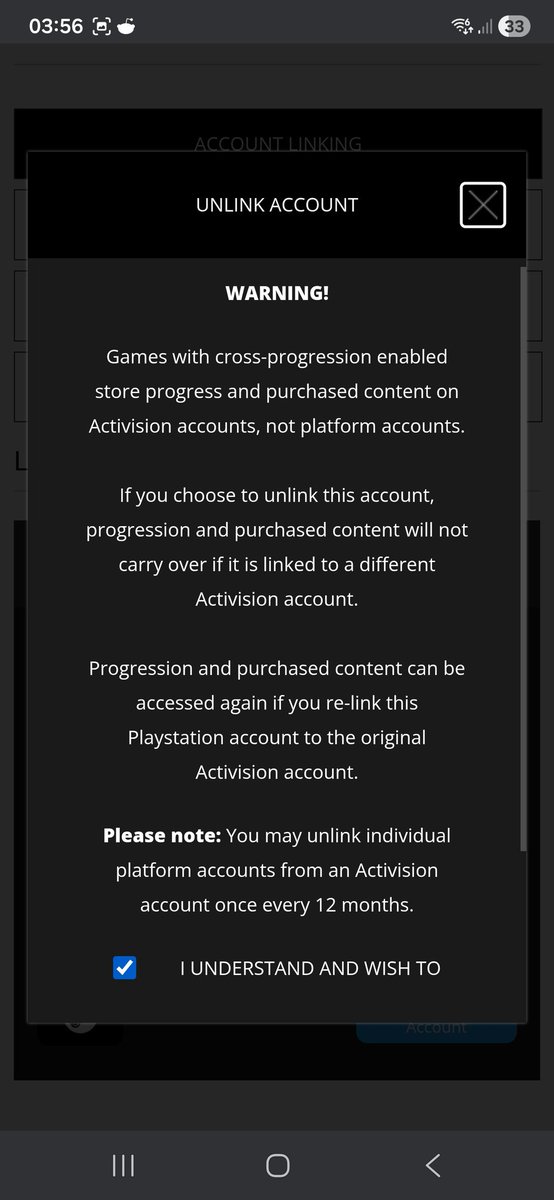 JoshWM96's tweet photo. @ATVIAssist literally every time I go to UNLINK my PS account from Activision I get this stupid error.

I've tried from my phone AND my PC and both keep giving ne this error. What am I supposed to do? https://t.co/PD5EWMPtws