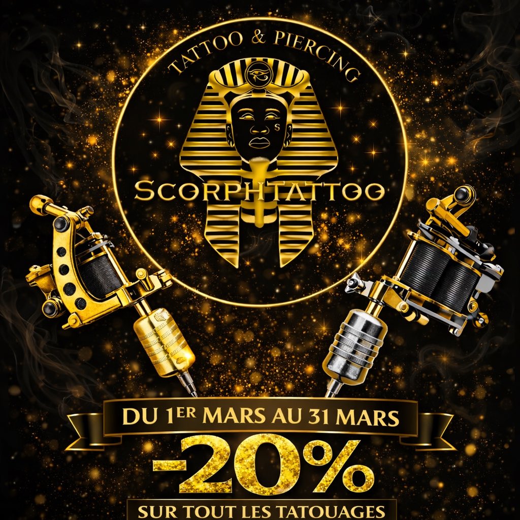 scorphtattoo's tweet photo. Bonjour en ce moment il y a une réduction de 20% sur tous les tatouages réalisés chez nous https://t.co/78yPGEyEeW