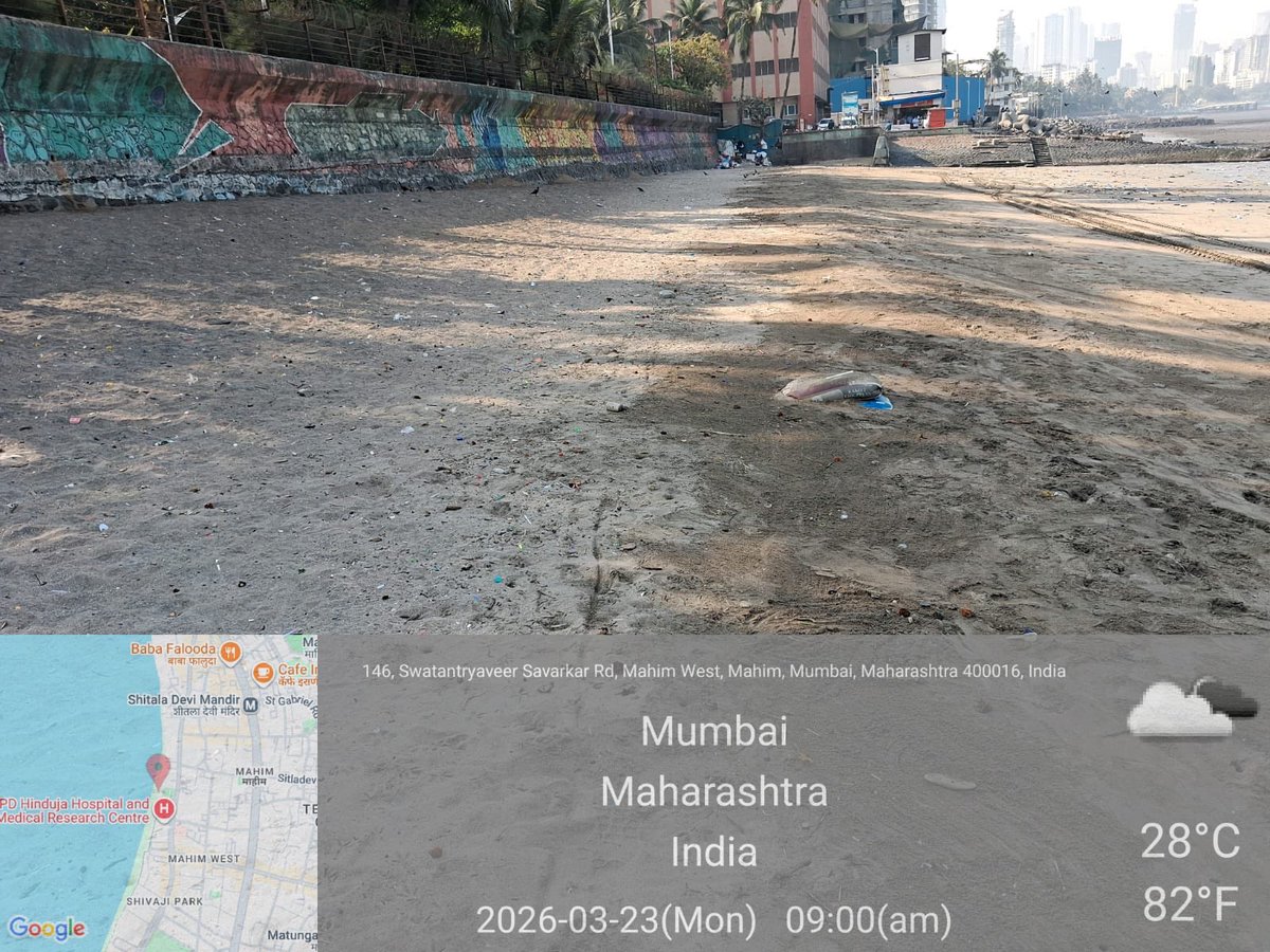 23Mar under the
leadership of SWM AE Mr Bhoir mahim bay beach cleaned everyday by bmc contractor Sunil and team doing good job to clear garbage from the beach under the supervision of Mahim bay beach committee BE PART OF THE SOLUTION NOT THE POLLUTION
