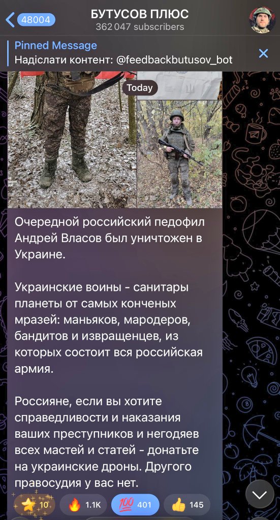 Russký pedofil byl na Ukrajině konečně zlikvidován Ukrajinskými obránci.
Tahle svině, říkat tomu člověk nebudu, v Russku znásilňoval děti. Stejná zvěrstva dělal i v Buči v roce 2022.