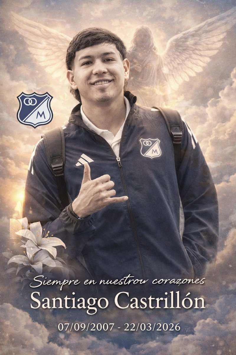 Hoy el cielo recibe a un soñador, pero en la cancha y en nuestros corazones tu luz nunca se apagará. Descansa en paz, Santiago Castrillón 🕊️💙