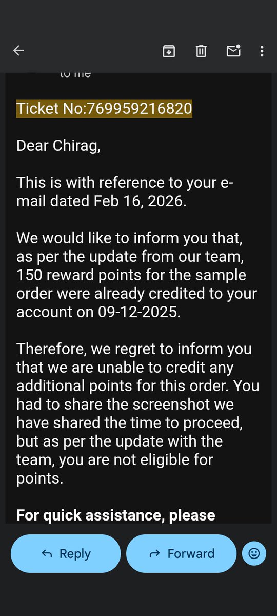 tutejachirag22's tweet image. @MuscleBlaze ka naya scam! 🚨
Feb 8, 2026: 125 MB Cash ka written promise (Ticket: 769959216820).
Ab keh rahe hain Dec 2025 ke purane points ki wajah se ab kuch nahi denge. 2026 ka naya vada, 2025 se kaise cancel? 🤡
@ConsumerReports #MuscleBlaze #CustomerService