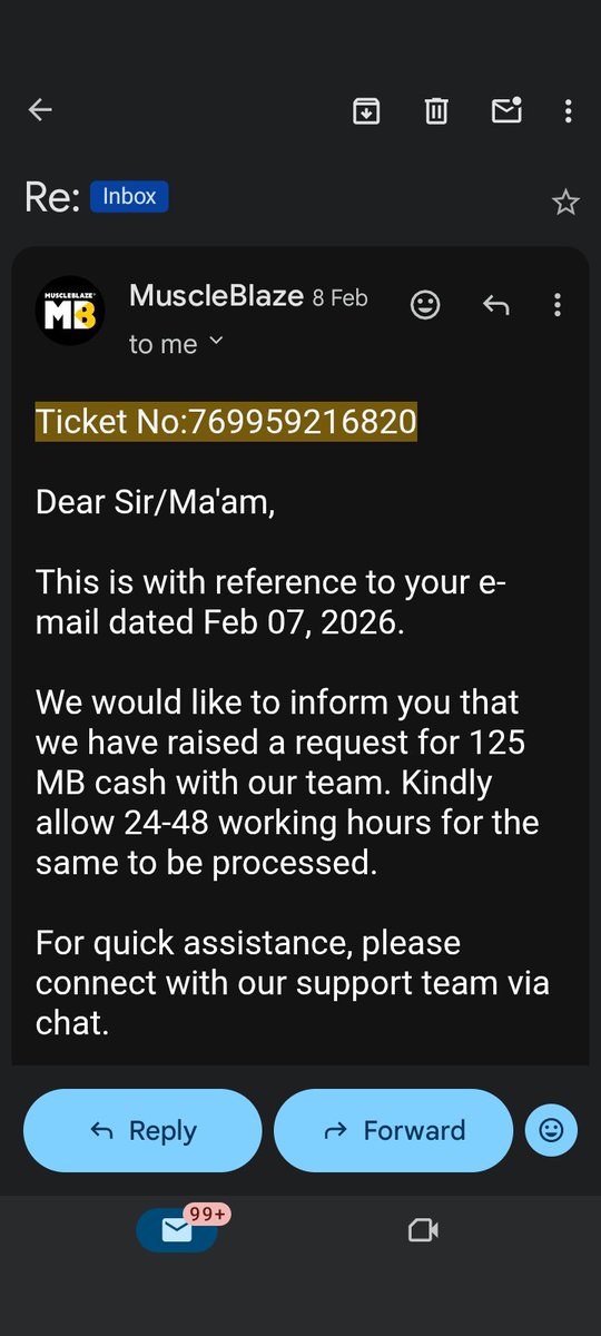 tutejachirag22's tweet image. @MuscleBlaze ka naya scam! 🚨
Feb 8, 2026: 125 MB Cash ka written promise (Ticket: 769959216820).
Ab keh rahe hain Dec 2025 ke purane points ki wajah se ab kuch nahi denge. 2026 ka naya vada, 2025 se kaise cancel? 🤡
@ConsumerReports #MuscleBlaze #CustomerService
