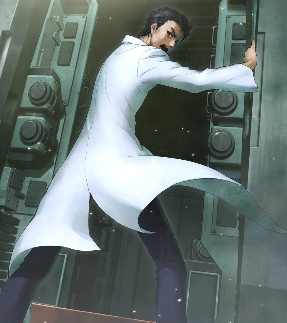 WibbleWobble05's tweet photo. @maidpostingreal Okabe Rintaro from Steins;Gate 0, mad-scientist chuunibyou that after messing with time travel learns the world is cooked cuz of WW3 and indirectly killed his gf but cant go back to change anything because hes traumatized. https://t.co/voa1GOyuI6