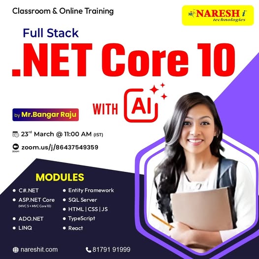 PrassannaPr's tweet photo. 🔗 𝐑𝐞𝐠𝐢𝐬𝐭𝐞𝐫 𝐍o𝐰 𝐅𝐑𝐄𝐄: https://t.co/9ars9eNpPQ
 .
 ✍️ 𝐑𝐞𝐠𝐢𝐬𝐭𝐞𝐫 𝐍o𝐰 𝐟𝐨𝐫 𝐅𝐑𝐄𝐄: https://t.co/bkb6LK1xVg
 🎨 Full Stack .Net core 10 with AI 
 🕘 11:00 A𝐌 (𝐈𝐒𝐓) | 👨‍🏫 by  Mr.Bangar Raju 
 📅 𝐅𝐫𝐨𝐦 23rd March 2026
 
 .
 .
 .
 .
 .
 #nareshit https://t.co/YjgmrkBXeK