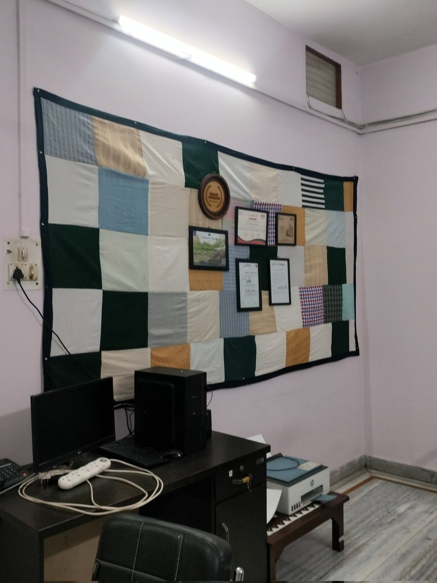 devmay20's tweet photo. We #transformed our workspace using heavily-used clothes given by a journalist from The Times of India, including pieces of school uniforms from DPS Varanasi and St. Mary’s #Varanasi. https://t.co/tymgABAfSj