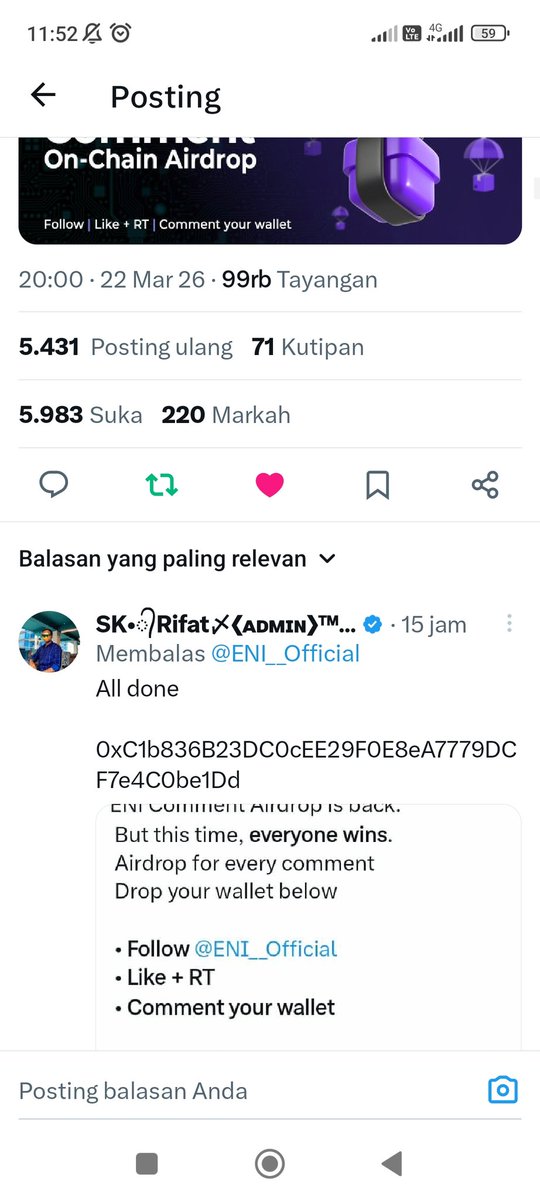 diogenes311's tweet photo. @ENI__Official 0xd7508d5c109e8800c462f681d64ffcaab261d901

Done thanks https://t.co/wa2OIFDsUq