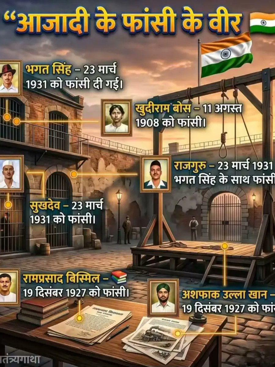 ImYo58's tweet photo. भारत की आज़ादी सिर्फ क्रांतिकारियों की बहादुरी से नहीं, बल्कि उन माँओं के साहस से भी लिखी गई जिन्होंने अपने बेटों को देश के लिए कुर्बान होते देखा और फिर भी सिर ऊँचा रखा। 23 मार्च का दिन हमें याद दिलाता है कि मातृभूमि की रक्षा के लिए कुछ वीरों ने हँसते-हँसते फाँसी का फंदा चूम लिया https://t.co/OXv9IVoweD