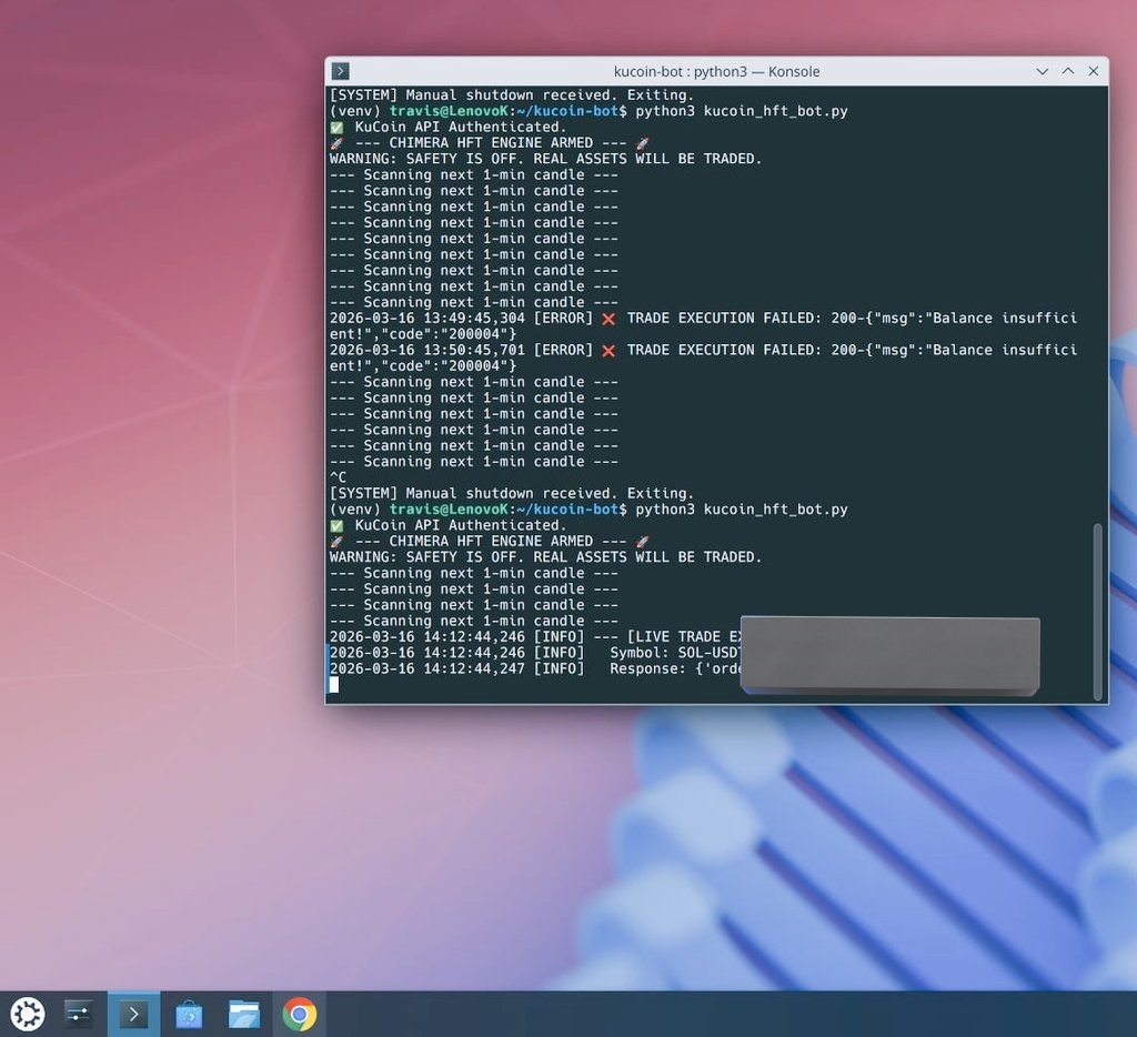 Ruby2Blue's tweet photo. My #python #crypto #tradebot running via #Kubuntu terminal (can also run with nohup in background) It can run on Kucoin and other exchanges, it can even be configured with #polymarket! https://t.co/jRJIvZYzUw
