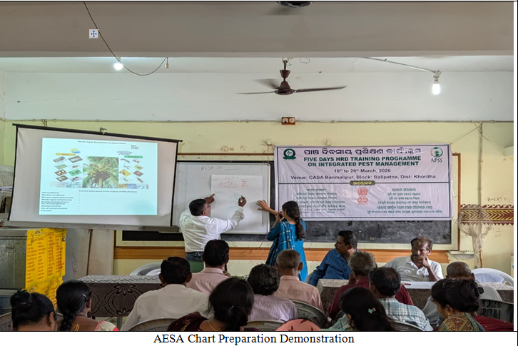 CipmcB's tweet photo. Fourth day of the Five day’s human resource development (HRD) training programme 2025-26 on Integrated Pest Management was conducted at AT- CASA BANAMLIPUR, BLOCK-BALIPATNA, DISTRICT- KHORDA on 19.03.26 by CIPMC BHUBANESWAR. https://t.co/MVMC5pPv51
