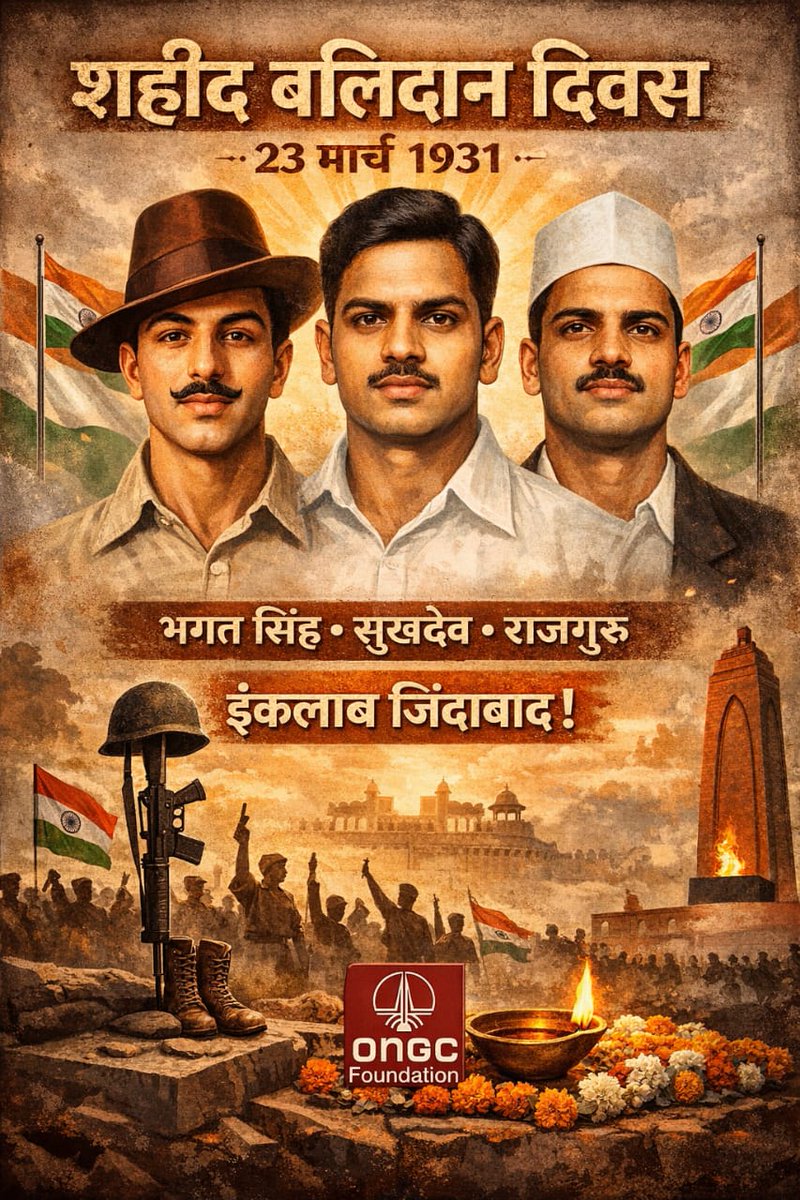 "शहीदों की चिताओं पर लगेंगे हर बरस मेले,
वतन पर मरने वालों का यही बाकी निशां होगा…" 🇮🇳
उन अमर वीरों को शत-शत नमन, जिनके बलिदान ने हमें आज़ादी का अमूल्य उपहार दिया।
23 मार्च 1931 — यह दिन हमें उनके साहस, त्याग और अद्वितीय देशभक्ति की सदैव याद दिलाता रहेगा।
#शहीद_दिवस#23मार्च1931