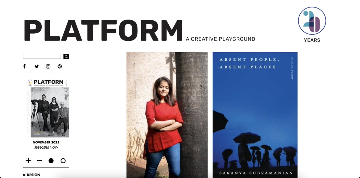 Saranyalol's tweet photo. Neeraja Srinivasan from @platformag interviewed me for my debut collection of poetry!
You can read the full piece here:
https://t.co/hy4XPl2Ri3

@WestlandBooks @JacarandaLit https://t.co/TJWNxue9BQ