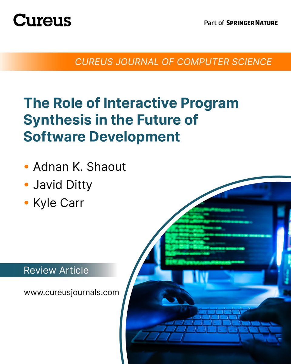 cureusjournals's tweet photo. Interactive program synthesis is evolving, but research remains fragmented. This review maps key challenges, methods, and trends, highlighting natural language interfaces and ML-driven progress.
Read more: https://t.co/Wm9xWiGrxL
#ProgramSynthesis #SoftwareEngineering https://t.co/HEsSU5eTjh