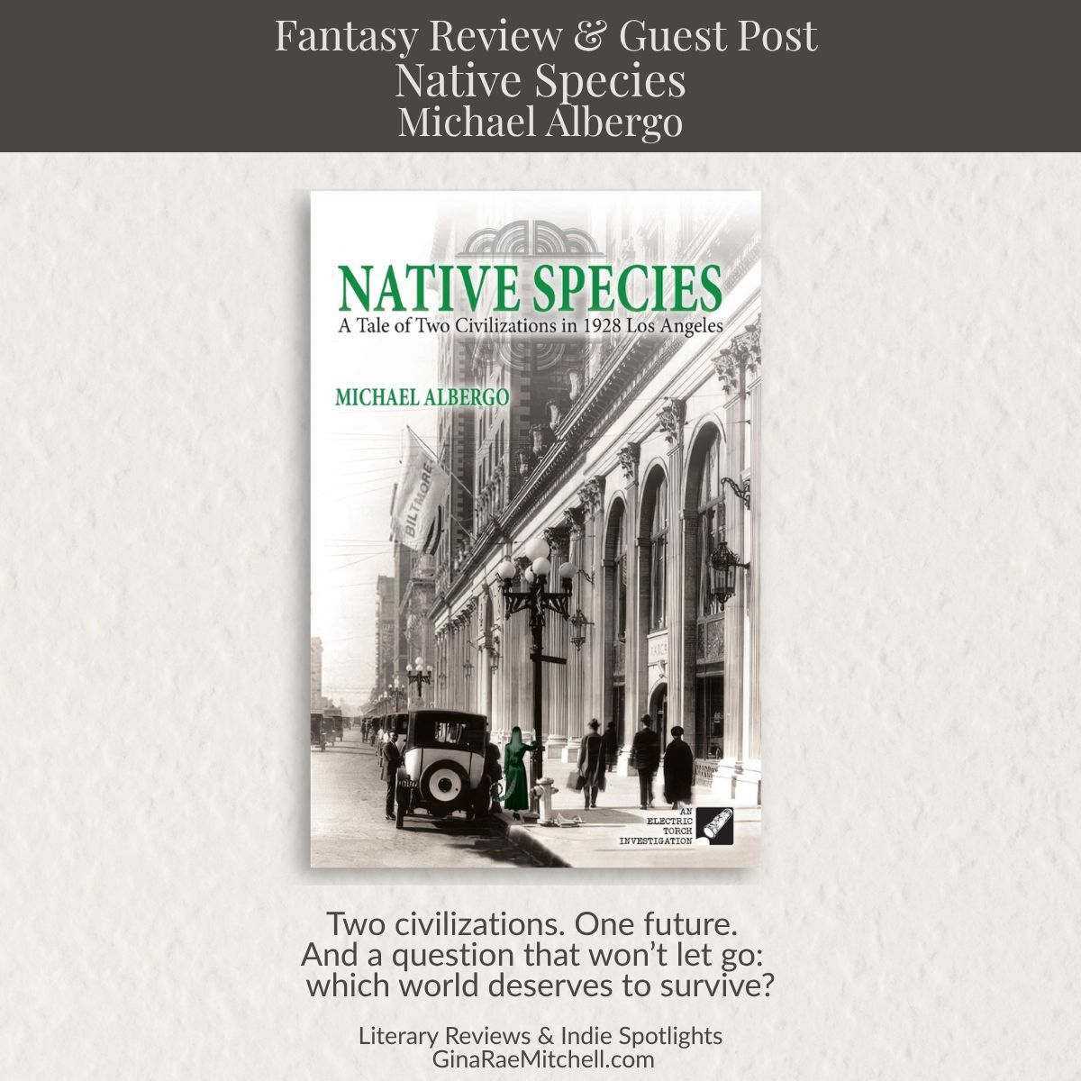 GinaRaeMitchell's tweet image. Two civilizations. One future.

Native Species by Michael Albergo blends historical fantasy, mystery, and cosmic horror into a fast-paced, thought-provoking read.

Full review + guest post + giveaway:
👉 ginaraemitchell.com/native-species… 

#fantasybooks #bookreview #iReadBookTours
