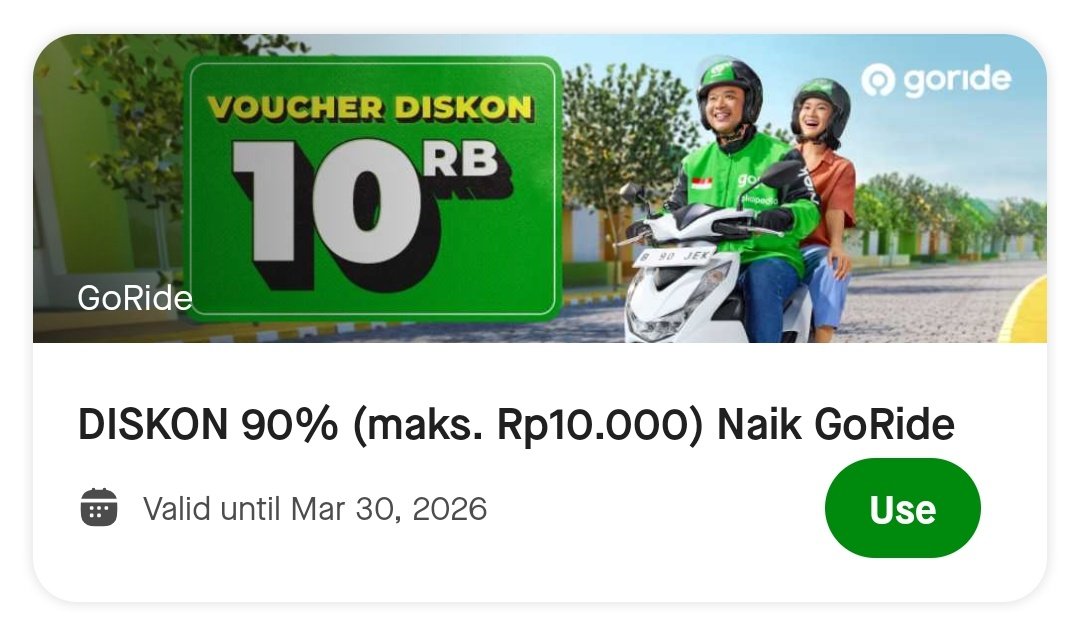 winteriested's tweet photo. wts voc voucher gojek goride pot 10k fee 2k, all dom, bisa cek dulu yukkk (gak bisa goride hemat)  #zonauang https://t.co/jvuQUbSzOA