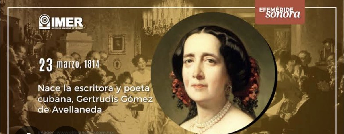 El 23 de marzo de 1814 nace  la célebre escritora Gertrudis Gómez de Avellaneda .
<a href="/Colaboracionqba/">Unidad Central de Cooperación Médica 🇨🇺</a>
#CubaViveEnSuHistoria