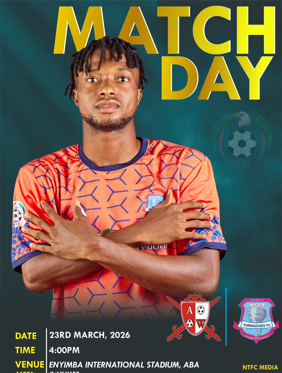 NigerTornadoes's tweet photo. It's game day in Abaπ
#NPFL26 || #ABITOR || #MD31
#WeAreIkonAllahBoys https://t.co/9kBfbYSoLN