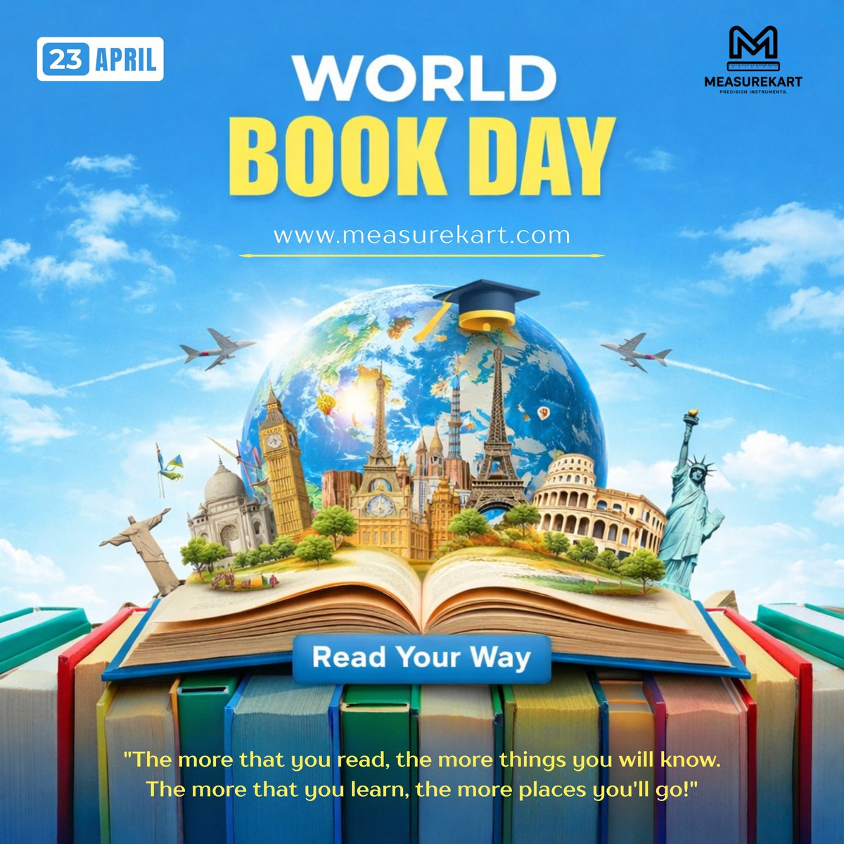 Measurekart_'s tweet image. Celebrate World Book Day (23 April) by turning pages into possibilities. Read more, learn more, and explore the world through books.

#WorldBookDay #ReadMore #BookLove #Knowledge #Education #Readers #Measurekart