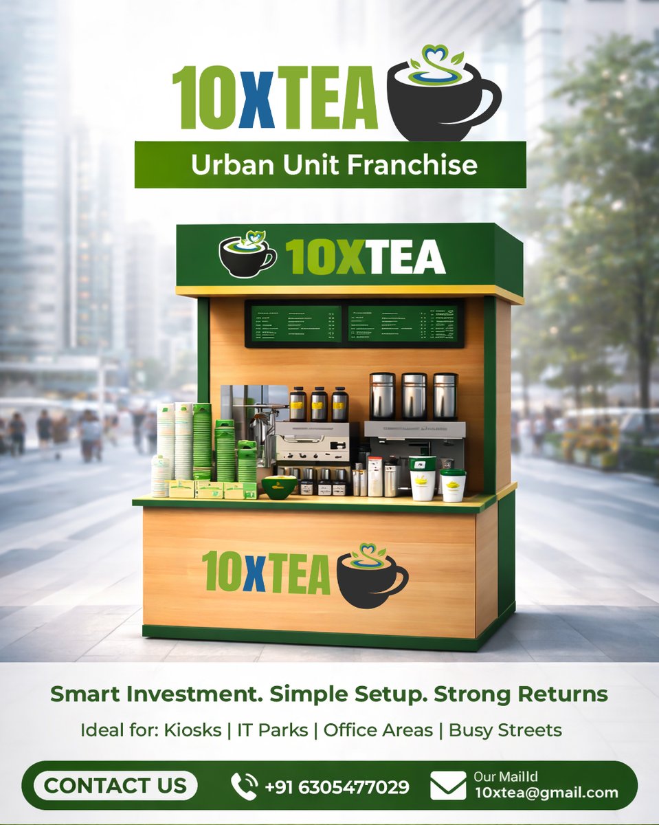 10x_tea's tweet photo. Start Your Tea Business with 10XTEA! ☕🚀
Own a 10XTEA Urban Unit Franchise with a smart investment and simple setup.

📞 Contact: +91 6305477029

#10XTEA #TeaFranchise #BusinessOpportunity #StartupIndia #FranchiseBusiness #TeaBusiness #SmallBusiness #FoodFranchise #IndiaBusiness https://t.co/SYAQXGzj8v