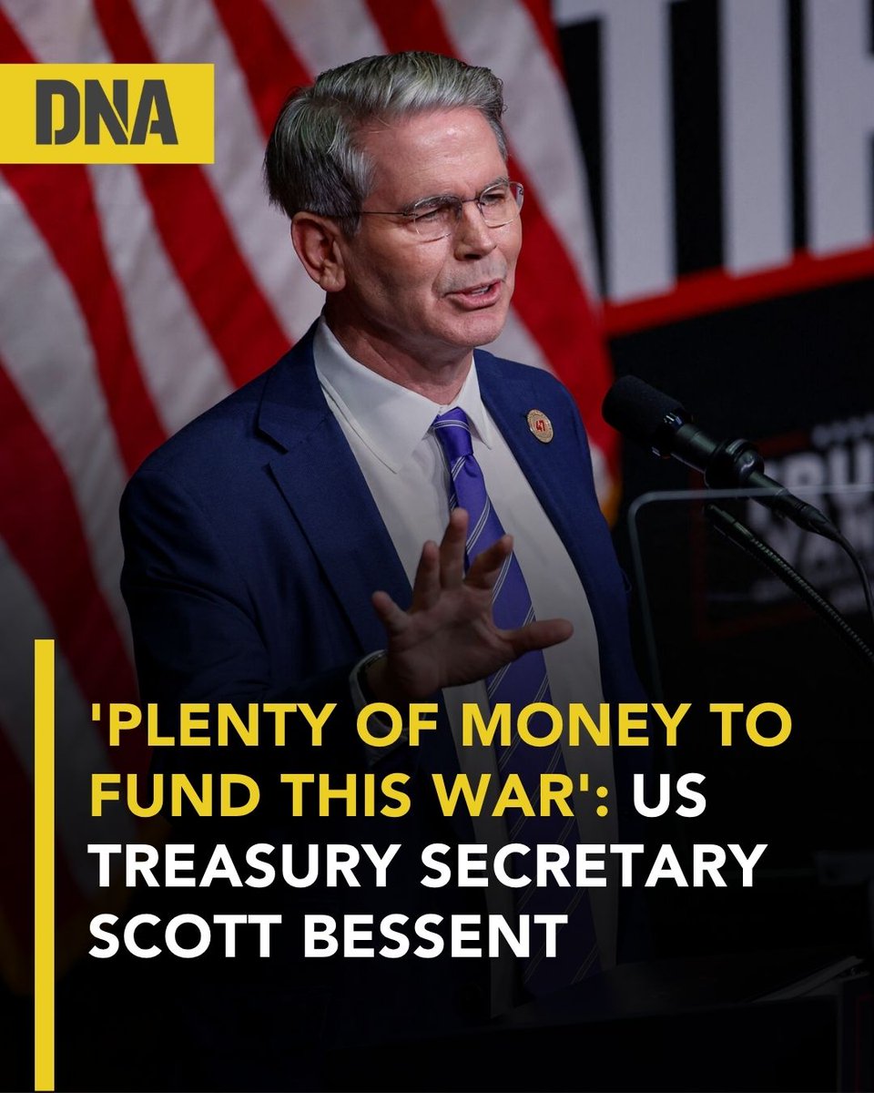 dna's tweet image. U.S. Treasury Secretary #ScottBessent said that the United States has enough financial resources to support its ongoing military activities related to Iran, emphasizing that President Donald Trump is keeping all options open in dealing with the Islamic Republic amid the conflict.