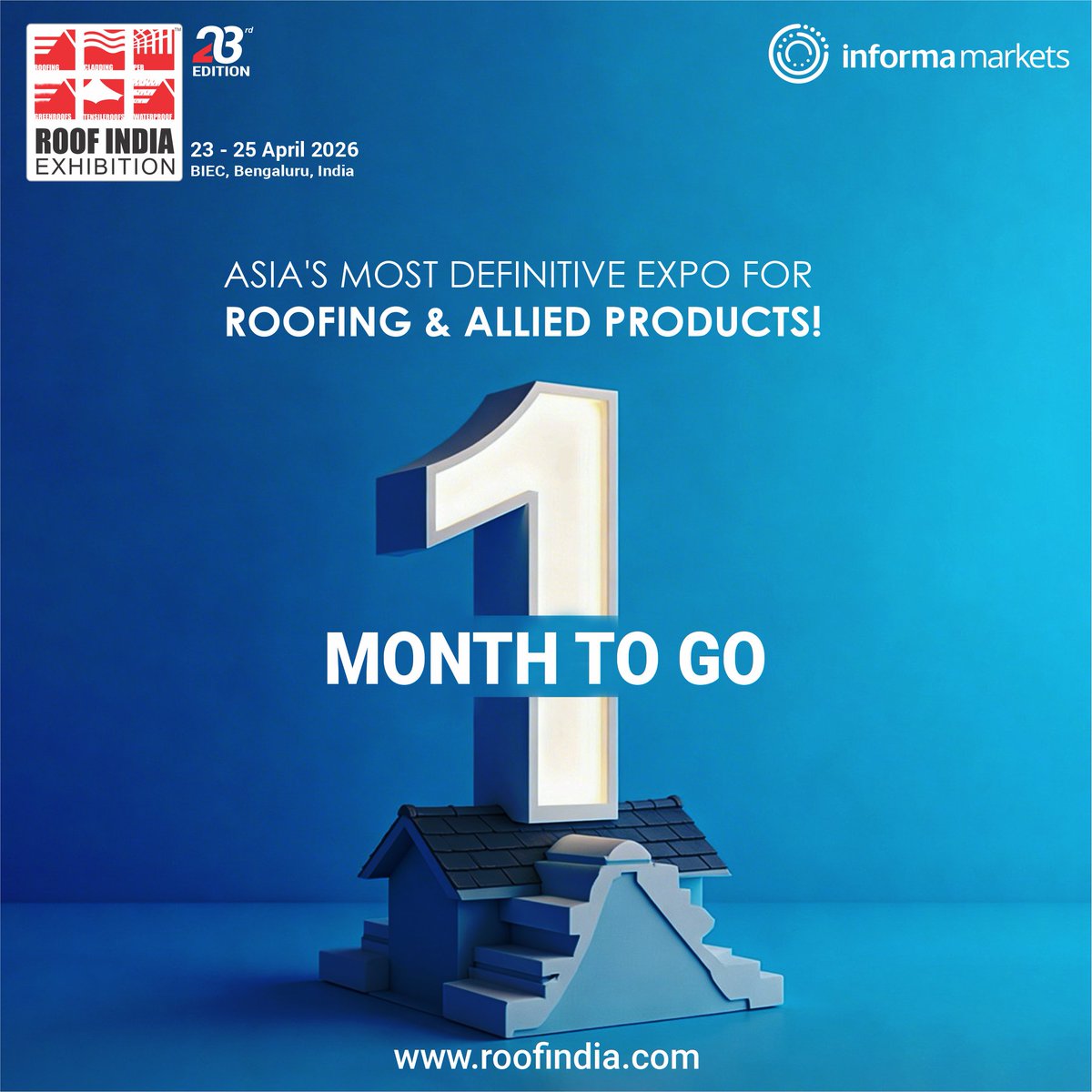 ForumMetal's tweet photo. ⏳ Just 1 month to go!

The 23rd edition of #RoofIndia2026 is coming to BIEC, Bengaluru (23–25 April).
Explore the future of roofing with innovations, global suppliers &amp; green solutions.

🎟️ Get your badge: https://t.co/MvSzCwMrI3

#RoofIndia2026 #InformaMarkets #Roofingoindustry https://t.co/udGpQ3p4z4