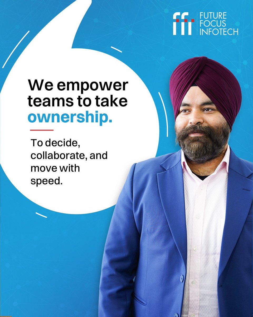 FocusInfotech's tweet photo. Agility in a tech-first organisation starts with mindset, clear leadership, and empowered teams.

For Harjot Singh, it’s not a process. It’s how FFI thinks and operates.

#FFI #Agility https://t.co/LB7nRvebMG