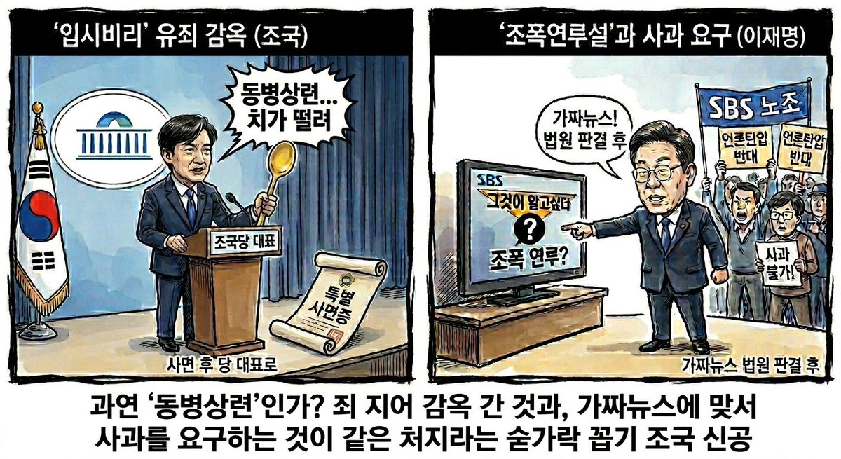 gamjadama's tweet photo. 조국, '李대통령 사과요구' SBS 노조 반발에 "동병상련 치 떨려"

#조국 #숟가락 #신공 https://t.co/1NGn8LdkUA