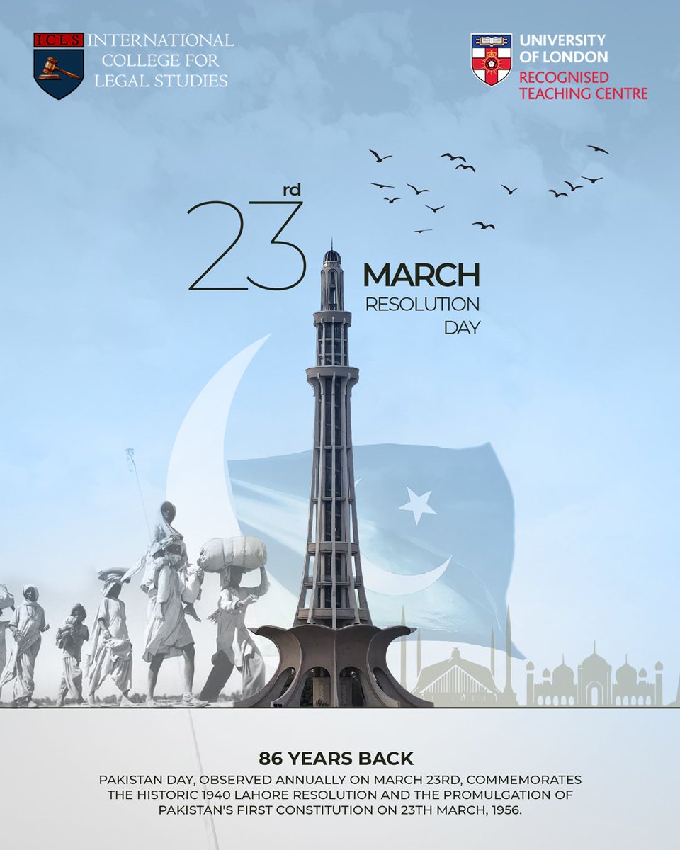 IclsOfficial's tweet photo. Let's honor the bravery and vision of our forefathers who laid the foundation for our beloved nation 🇵🇰 

#PakistanResolutionDay #PakistanDay #ResolutionDay #23rdMarch #ICLS #ICLSLahore https://t.co/bLYFYsfKGj