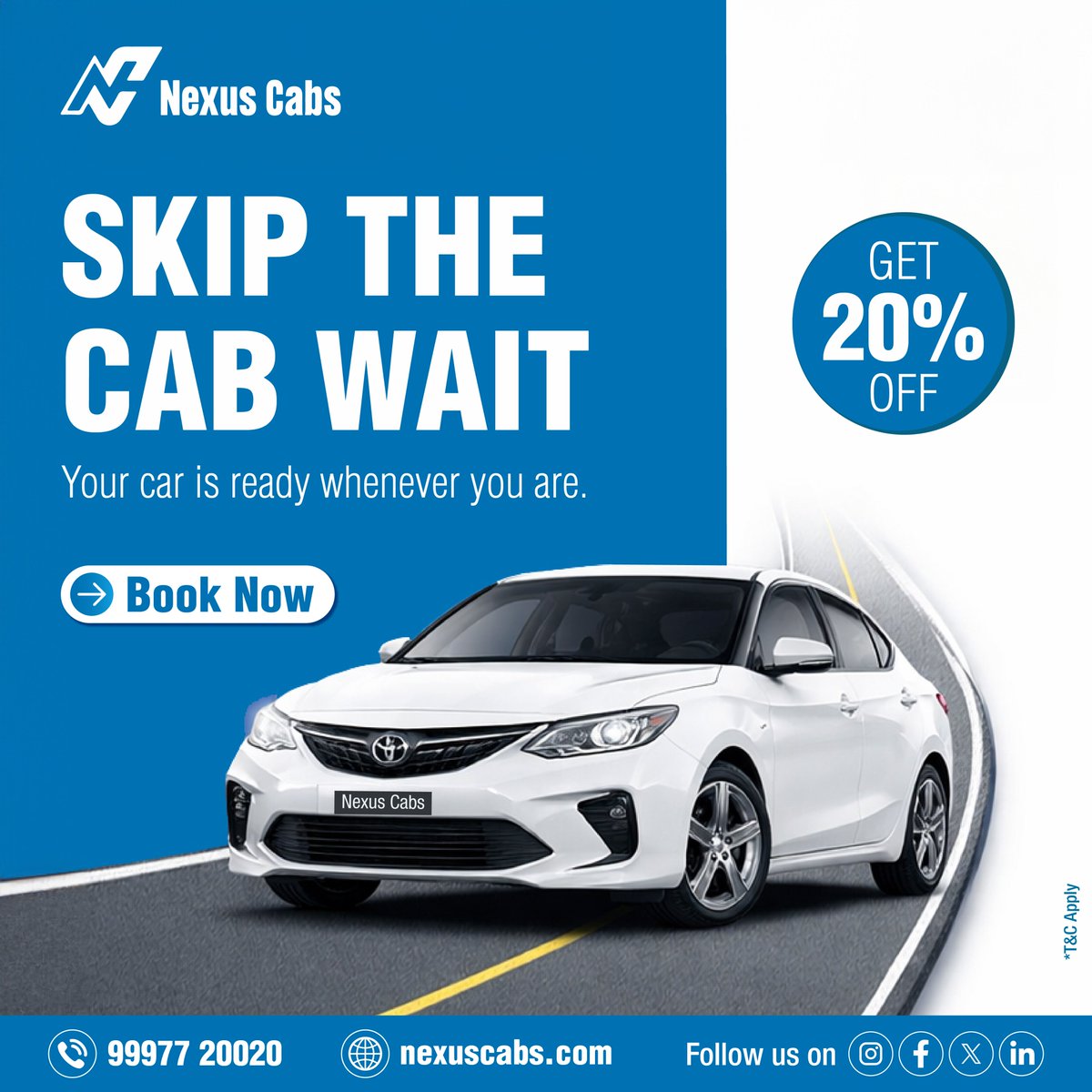 nexus_cabs's tweet photo. Plans bana lo, car hum de denge 🙂
Enjoy 20% OFF on your ride
📞 Book Now: +91-9997720020
🌐 Visit: https://t.co/6pcdRuxkzw
#NexusCabs #SelfDriveCars #CarRental #MondayOffer #DriveYourFreedom #DoorstepDelivery #TravelEasy #CarOnRent #SelfDriveIndia https://t.co/uNEI6OCe8e