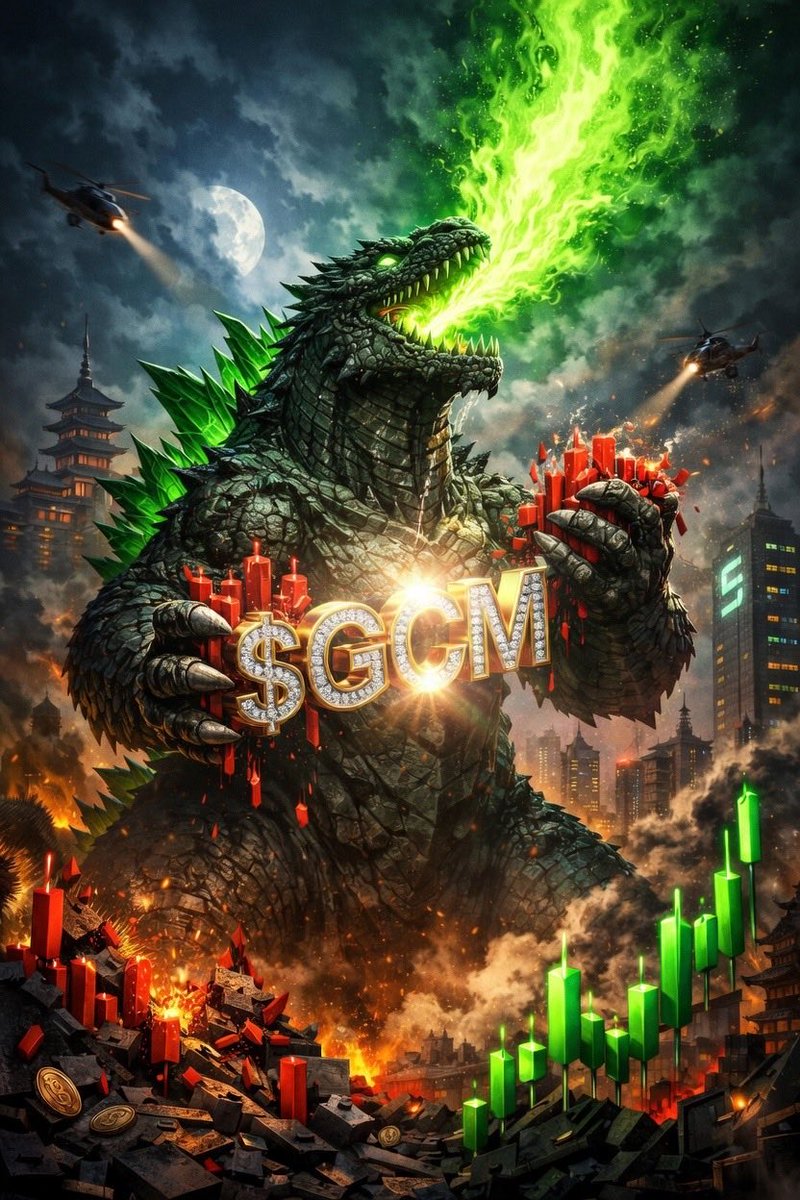 $GCM Green Candle Monster — 中国兄弟姐妹们，看这里！🟩🐉

这是什么？

1954年，Godzilla 从核辐射中苏醒，成为恐惧、愤怒与毁灭的象征。

而现在，$GCM 来了。

Green Candle Monster 不是普通的 meme。