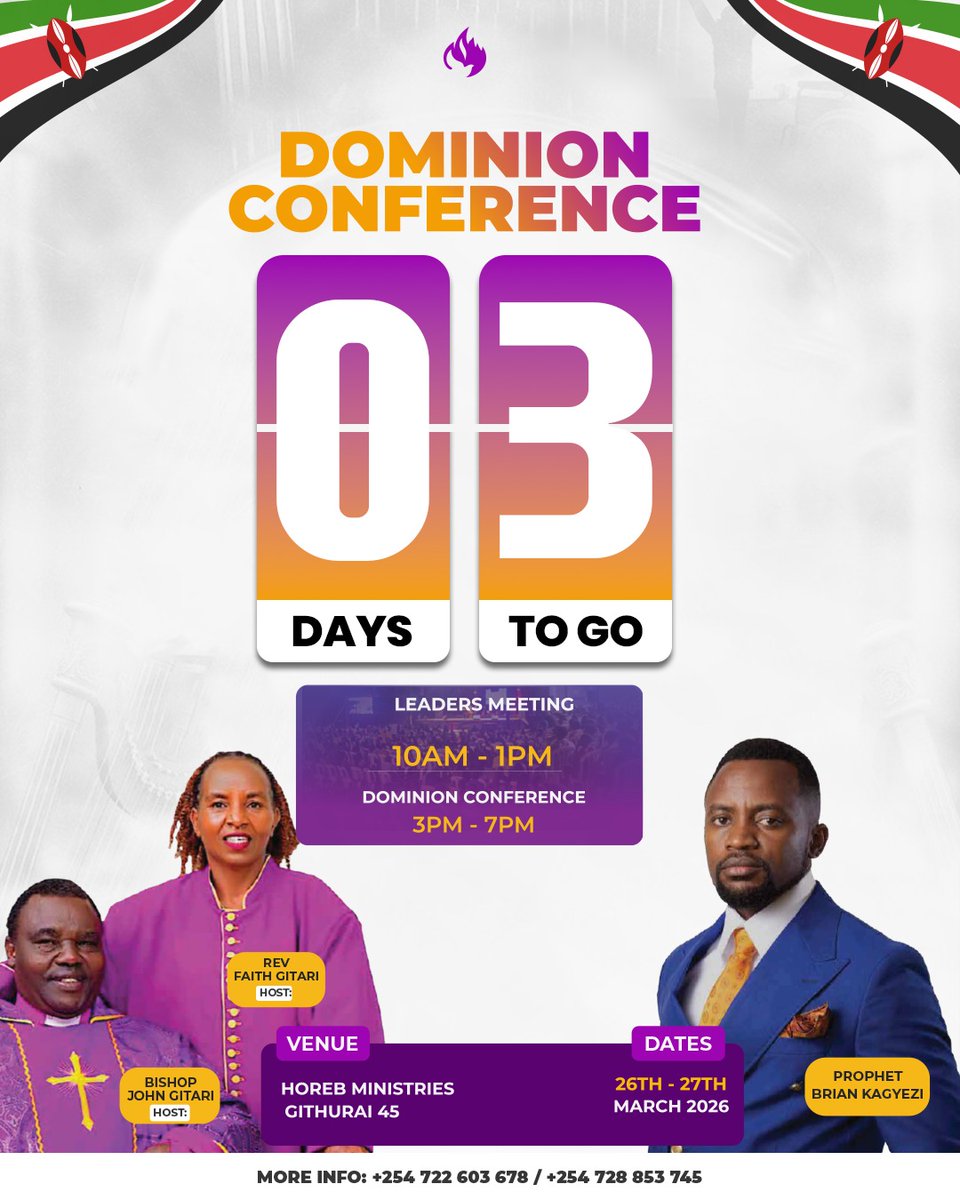 The Dominion Conference is just three days away!

Are you expectant?They will not be cut short!

This is big!

For registration:meet.google.com/rcq-frrp-nns

#DominionComference
#PneumaFellowship
