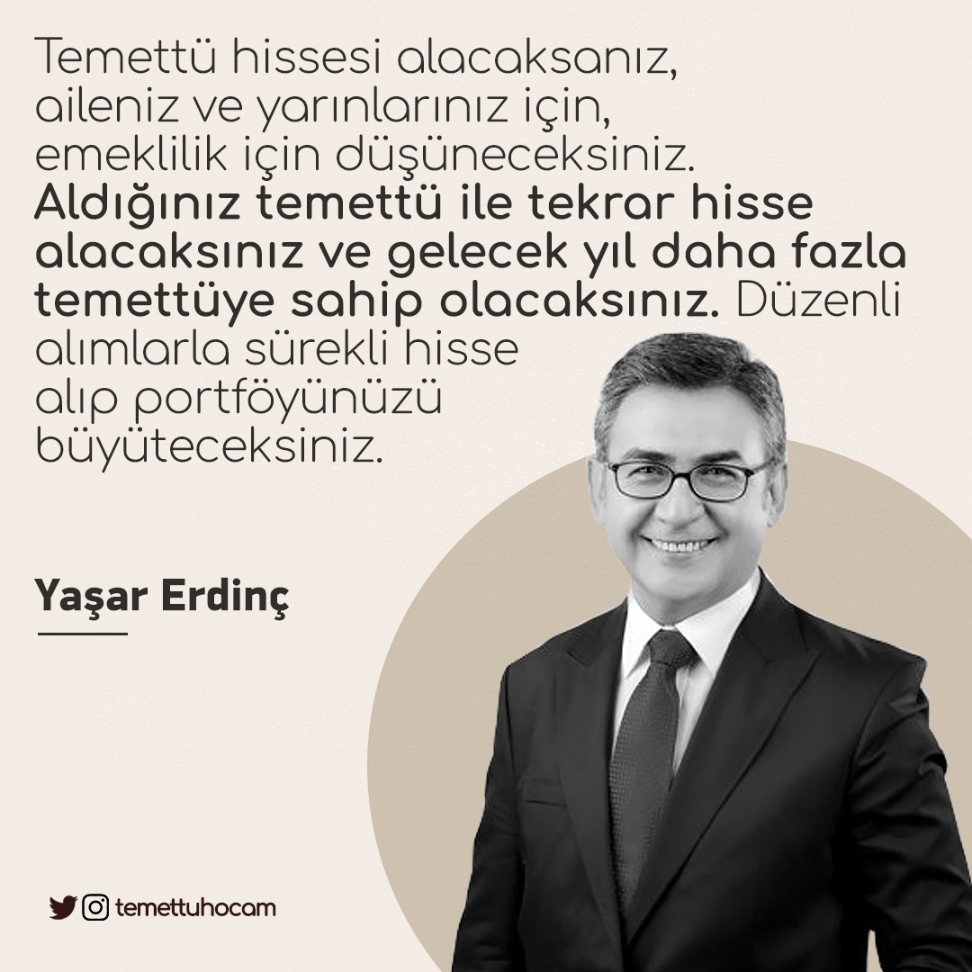 suatyildiz's tweet photo. Yatırım yolculuğumda Yaşar Erdinç hocanın şu sözünü asla unutmam:

“Temettü hissesi alacaksanız, aileniz ve yarınlarınız için, emeklilik için düşüneceksiniz.” https://t.co/Jp8SrQHpFv
