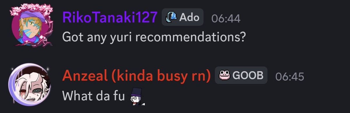 Teamfilteredf's tweet photo. Most normal conversation on the server yet https://t.co/qfRgO9qv3Z