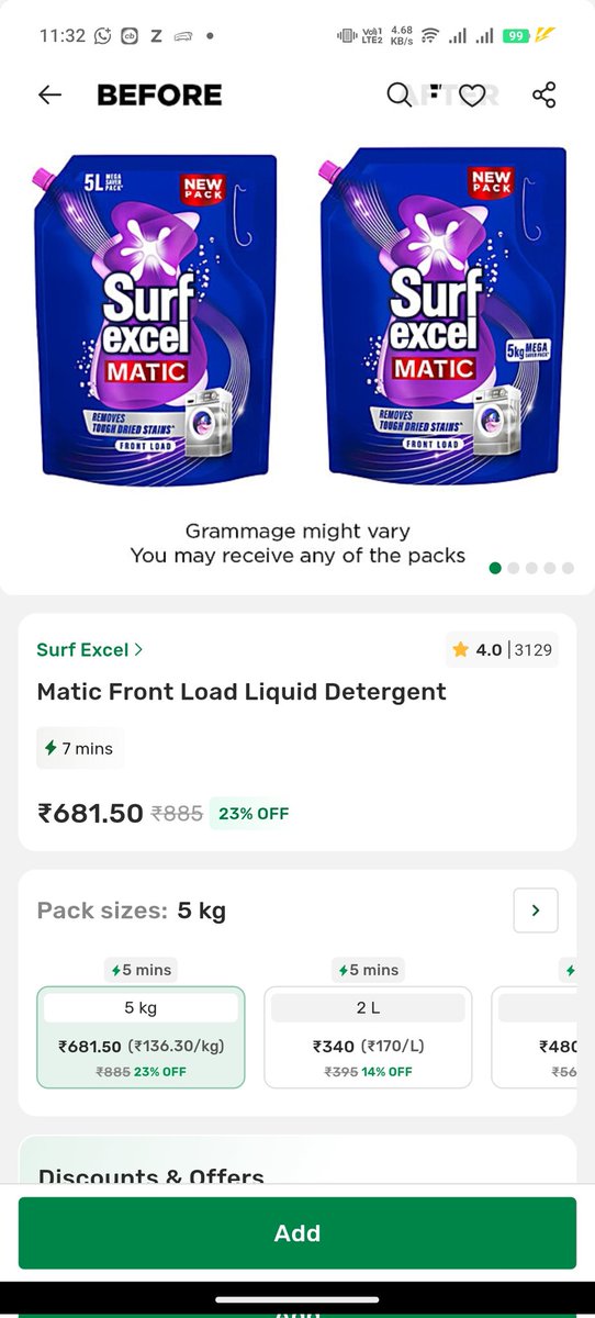 phnvarma1000's tweet photo. @bigbasket_com This is how you cheat customers?
You show product value as 681.5 the I take 4 and you charge 2 for more which you clearly didn't differentiate while buying  but show in order aoge after order and looting extra 141 rupees and you now say that offer is 4 lim qnty https://t.co/aLlazdgIck