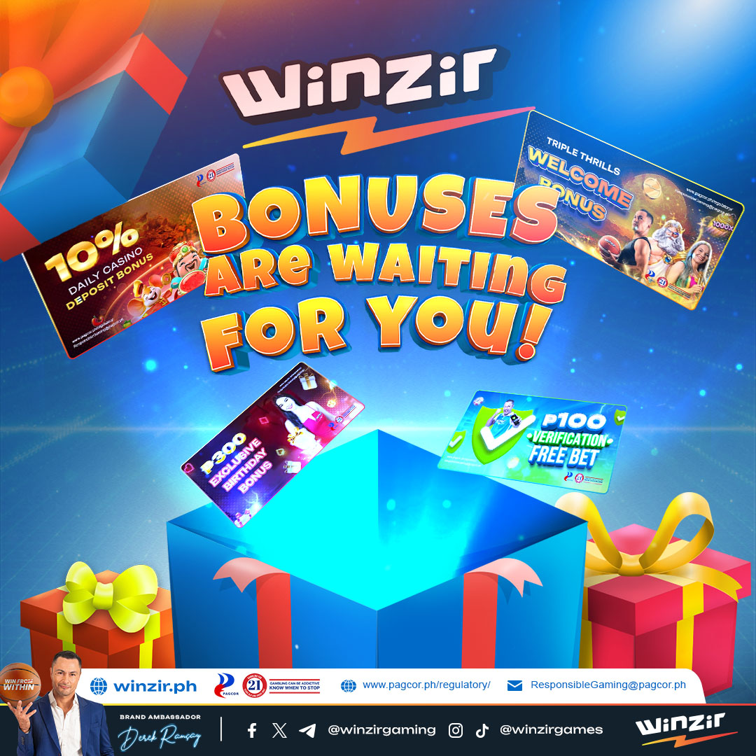 winzirgaming_ph's tweet image. At WinZir, we don’t do small surprises. We drop the ULTIMATE BONUS PACKAGE! ✨🎁

Tap REGISTER now at winzir.ph and let your jackpot journey begin TODAY! 💙

#registernow #winzir #bonuses #rewards #PlayAndWin