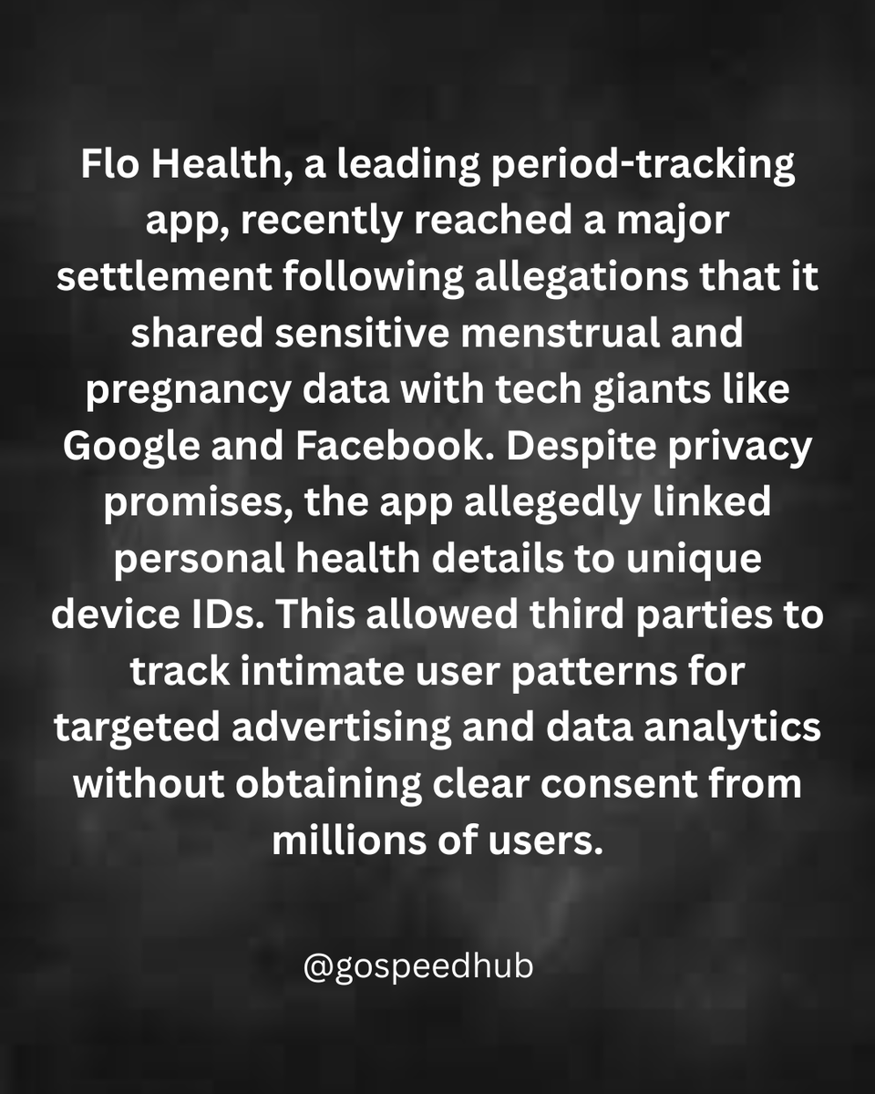 GoSpeedHub's tweet photo. Flo is under scrutiny over concerns about user data privacy, raising important questions about how personal information is collected and shared.
#DataPrivacy #UserData #DigitalSafety #TechNews #PrivacyMatters https://t.co/ngCM5lgc8W