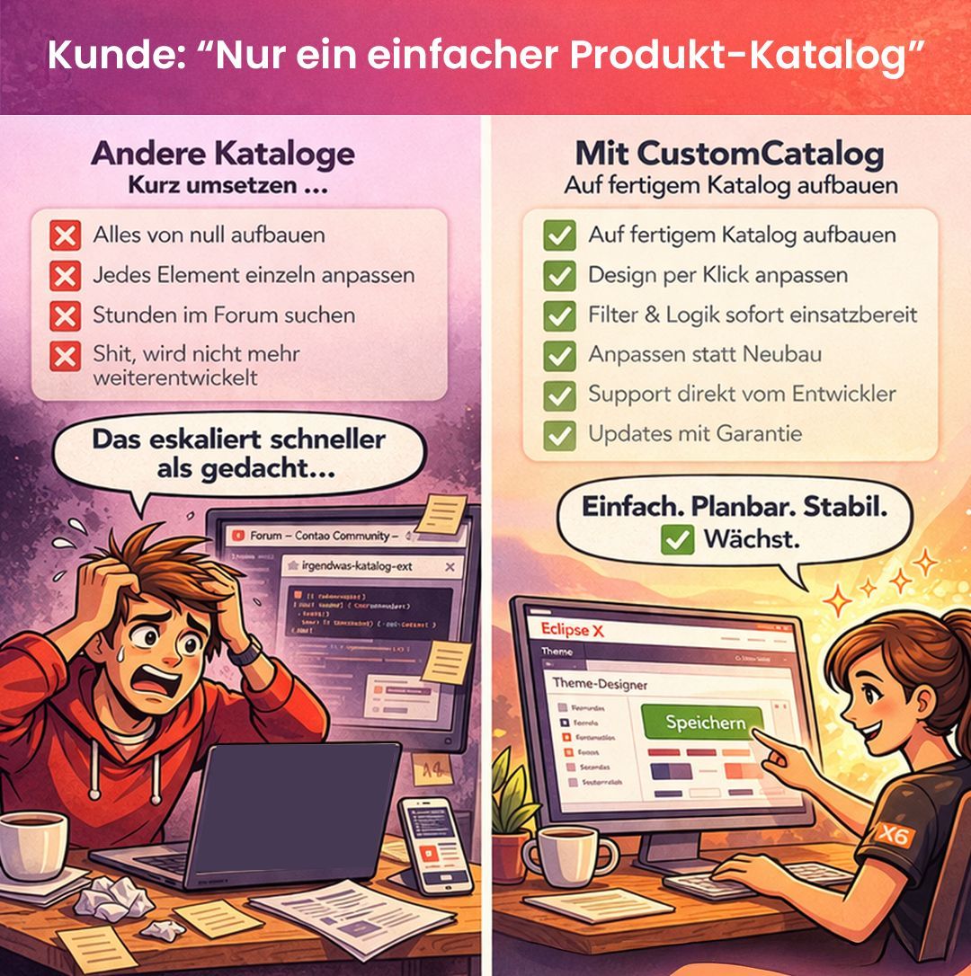 contaothemes's tweet image. Der Kunde: „Nur ein einfacher Produkt-Katalog…“

Die Realität:
👉 Anforderungen wachsen
👉 Projekte eskalieren schneller als gedacht

Warum das passiert – und wie man es richtig aufsetzt, zeigen wir in der neuen Podcast-Folge 🎧

premium-contao-themes.com/podcast-detail… 

#contao_themes #contao