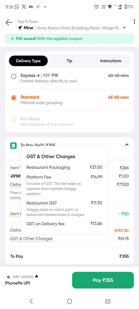 VivekGu018's tweet photo. Can anyone explain what this GST is on Delivery Fee? @jagograhakjago
@Swiggy @ConsumerCom @ANI I never saw this on any other platforms. https://t.co/K295cGGEBL