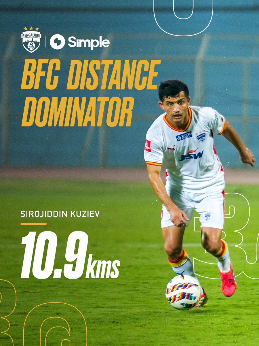 bengalurufc's tweet photo. Our Uzbek powerhouse was all over the field in Kolkata. 💪
Sirojiddin Kuziev is the BFC Distance Dominator from #KSHIBFC.
#WeAreBFC #BFCxSimple #Jotheyali https://t.co/oR2rFONI3Z