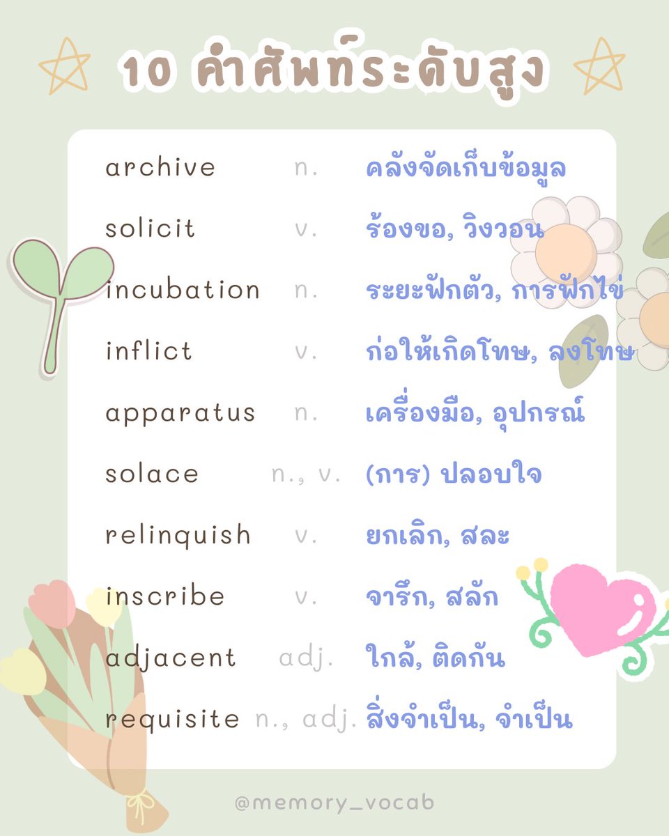 ท่องศัพท์วันละ10คำ tweet media