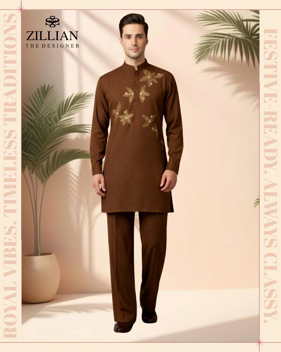 ZillianDesigner's tweet image. Classic brown kurta pajama set for men, timeless ethnic style
#MensFashion #EthnicWear #KurtaStyle #IndianWear #FestiveLook #MensStyle #TraditionalWear #KurtaPajama #DesiStyle #FashionReel

{royal brown kurta pajama for men, festive wear, ethnic style, traditional outfit}