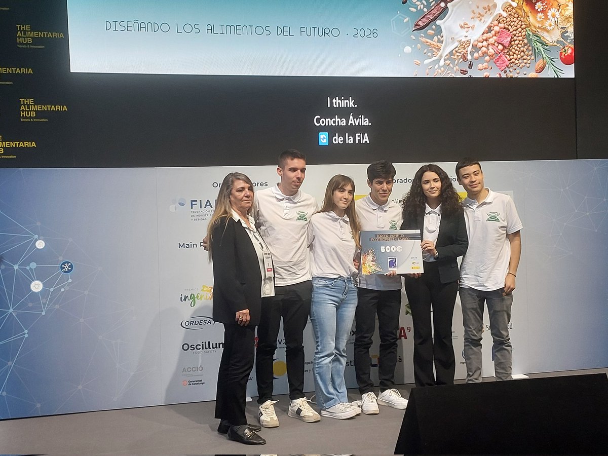 esFIAB's tweet photo. Desde #FIAB hemos hecho entrega de los premios a los ganadores de #Ecotrophelia España 2026, certamen organizado por la Federación con apoyo del @gobmapa,durante la jornada #ALIBER, en el marco de la feria Alimentaria & Hostelco.
#Alimentaria2026 https://t.co/2Dh4h94FW8