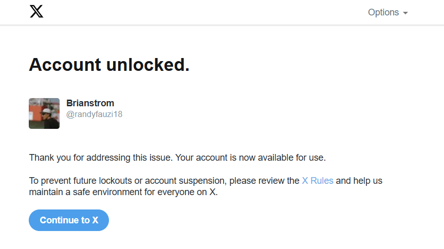 Fak pertama kali akun kena lock