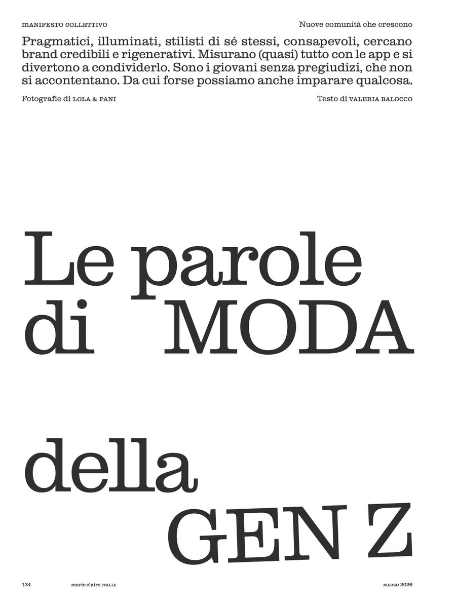 fclmilano's tweet photo. Marie Claire Italia - Marzo 2026
Le parole di moda della Gen Z
https://t.co/6VsjqVbGfB https://t.co/lQAVY6lRfr