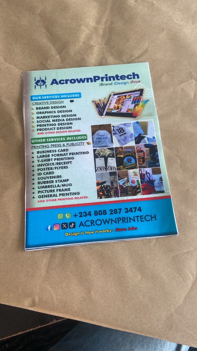 Acrownprintech's tweet photo. Active for design and print 😝

Nationwide delivery 🚚 for printing services. Swift delivery 📦
#Design #Print https://t.co/G4JSzhFMUk