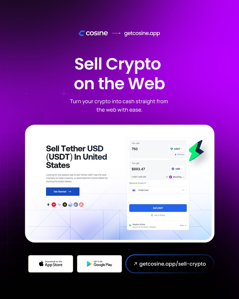 Sell crypto directly from your browser 🌐

Available in 170+ countries, turn your crypto into cash fast and seamlessly.

Start now ↓
getcosine.app/sell-crypto

#CosineWallet #SellCrypto #Web3 #CryptoMadeEasy
