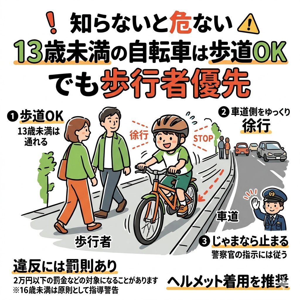 知らずに走らせると危ない。 「子どもだから歩道でいいでしょ」 で 