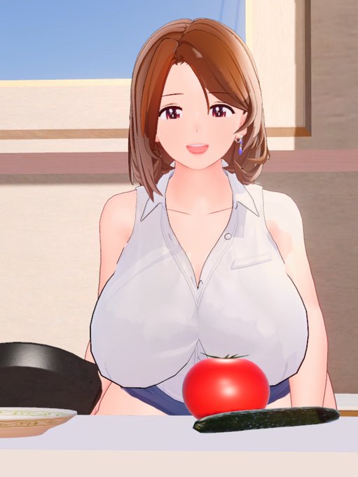 家族のため、キッチンに立つママン。お部屋のデータ使わせて頂きました。ありがとうございます 